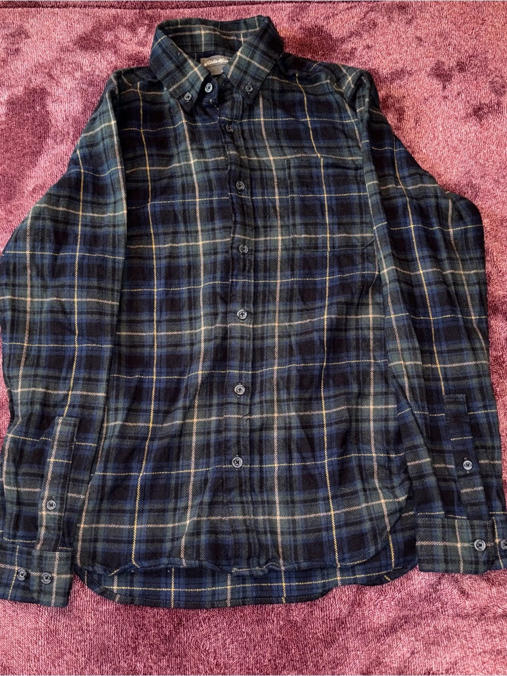 Men’s Green, Blue, & Yellow Flannel Shirt